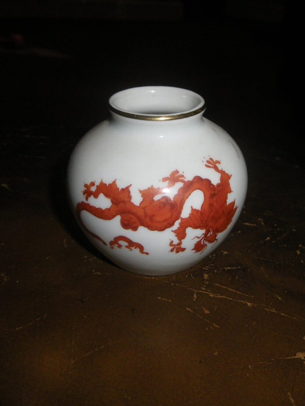Vintage Miniature Ceramic Vase w/ Asian Dragon